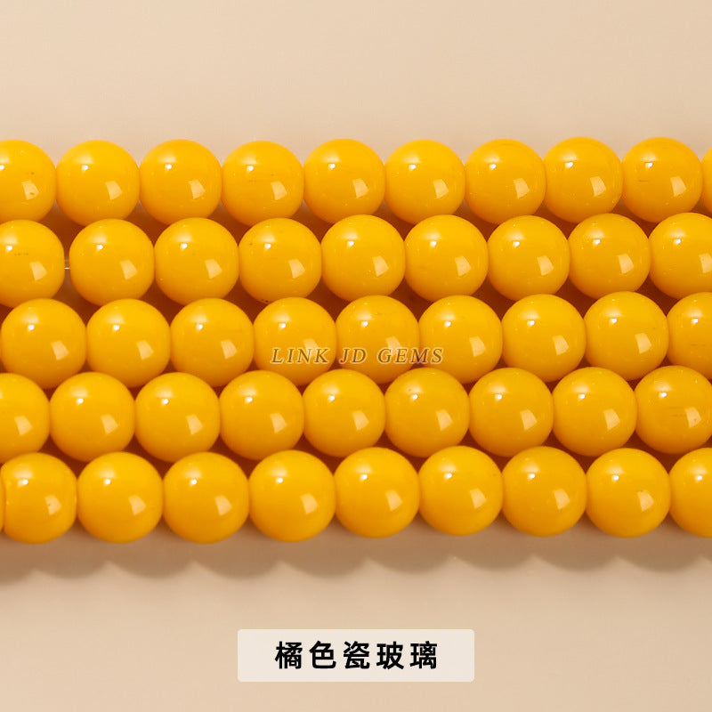 Color porcelain glass beads imitation jade round beads loose beads