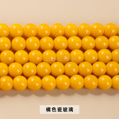 Color porcelain glass beads imitation jade round beads loose beads