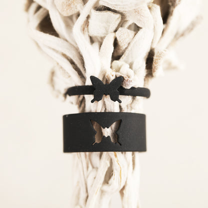 Punk style couple ring set