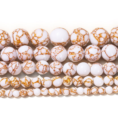 Gold thread turquoise loose bead synthetic gold wire white pine bracelet