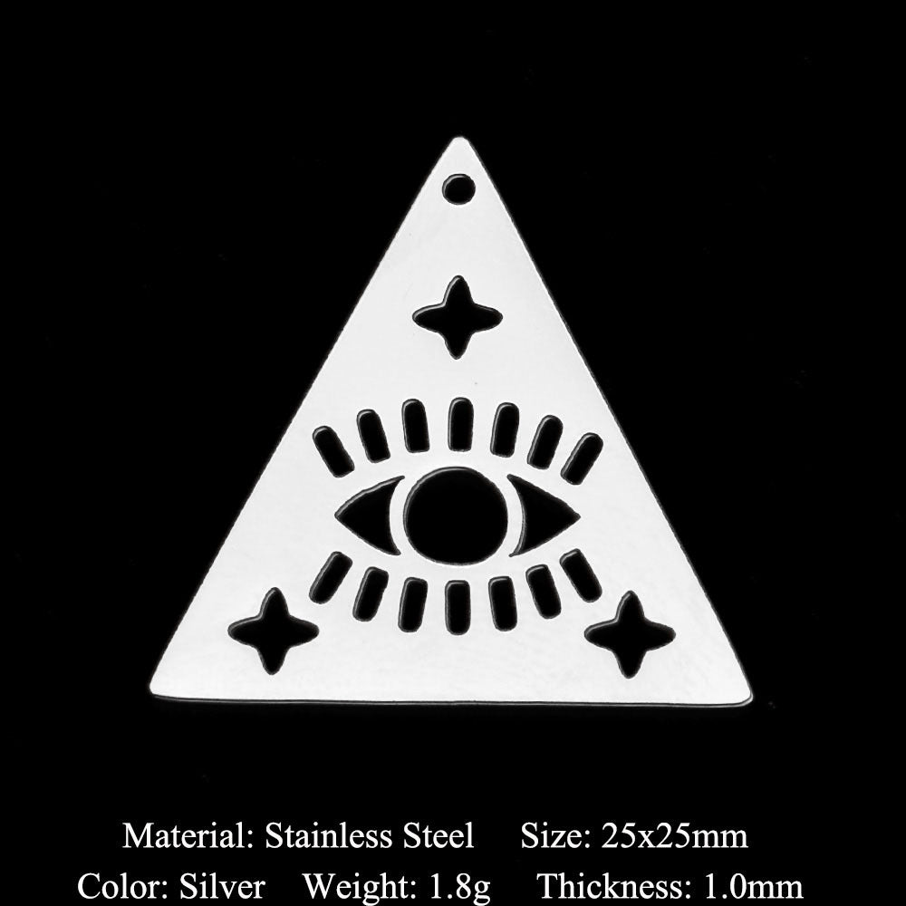 5 pcs/pack stainless steel card star and moon eye pendant.