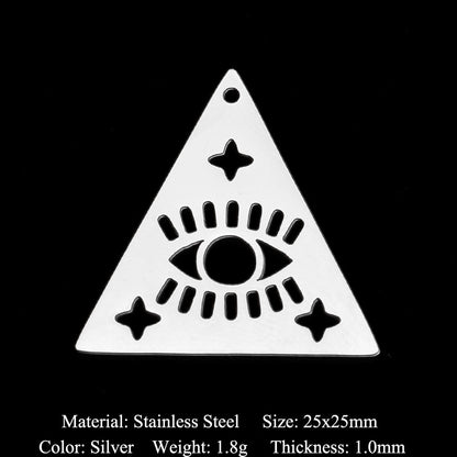 5 pcs/pack stainless steel card star and moon eye pendant.