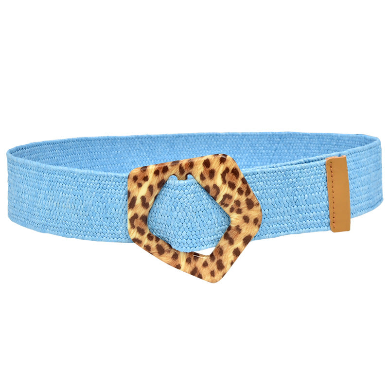 Round Braided Resin Buckle Ladies Belt