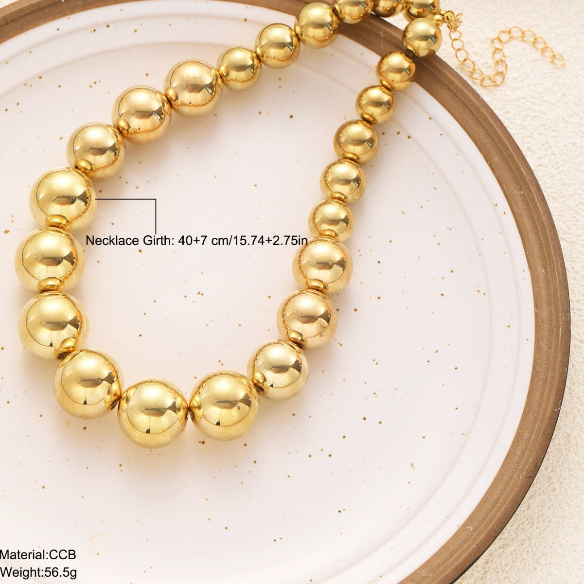 Geometric Gold Bead Necklace