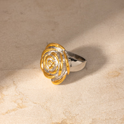Gold and silver flower ring