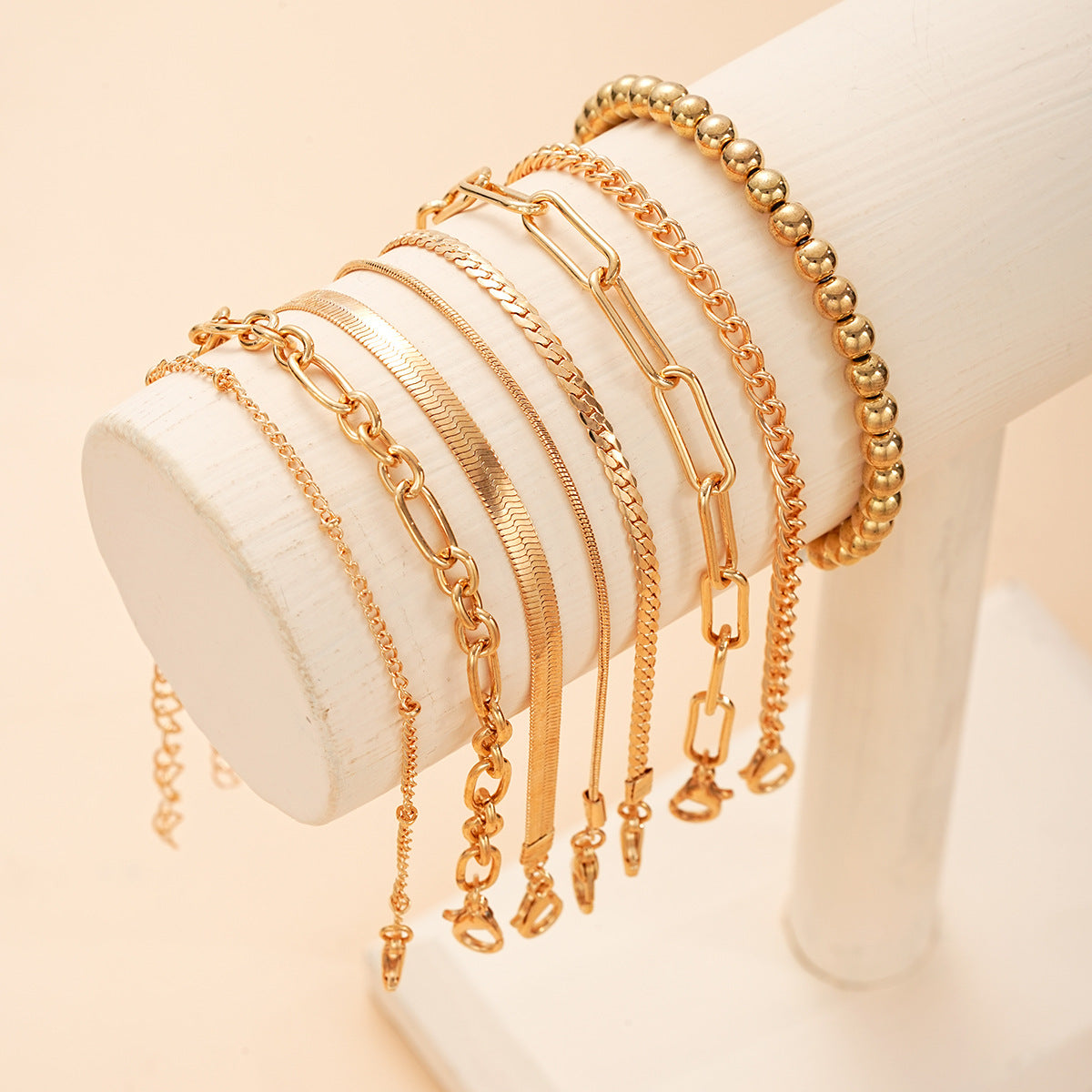 8-Piece Round Bead Chain Bracelet Set
