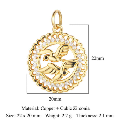Copper Zircon Pendant Dog Claw Snake Bird Pigeon