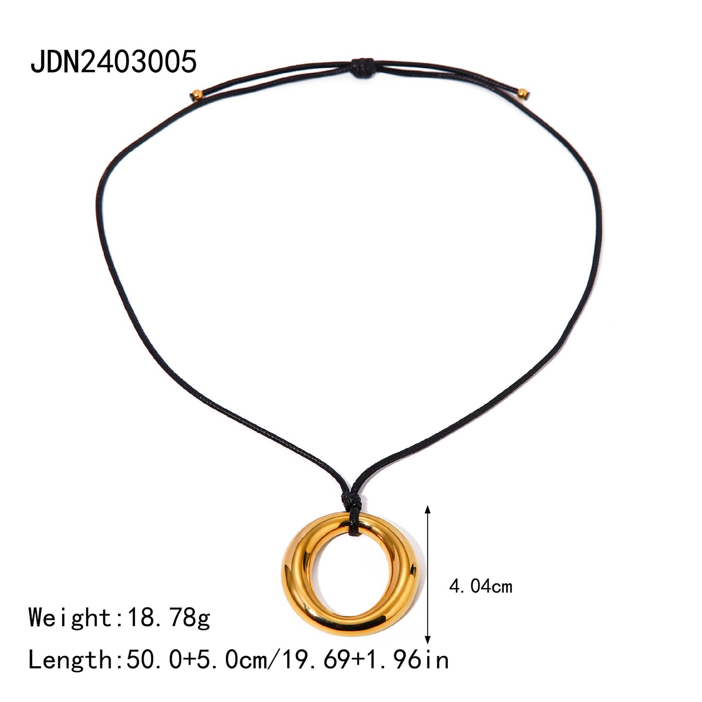 Stainless Steel Wax Rope Circle Necklace