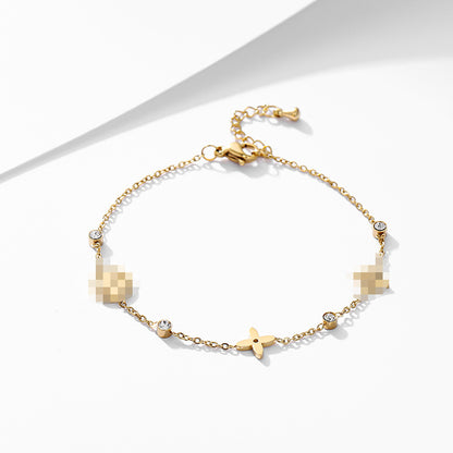 Four-leaf clover drill titanium steel bracelet