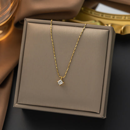 Gypsy Chain Rhombus Claw Diamond Necklace