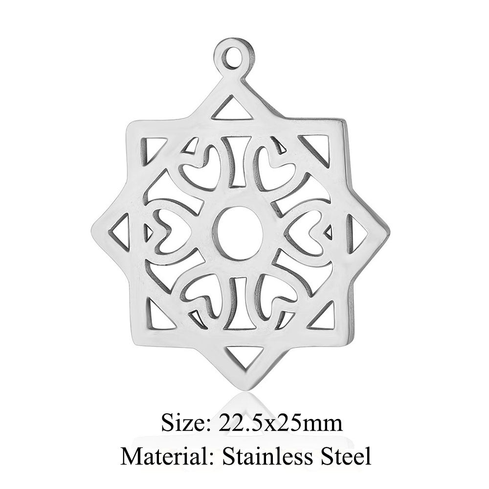 5 pcs/titanium steel hollow geometric shape large pendant heart shape square