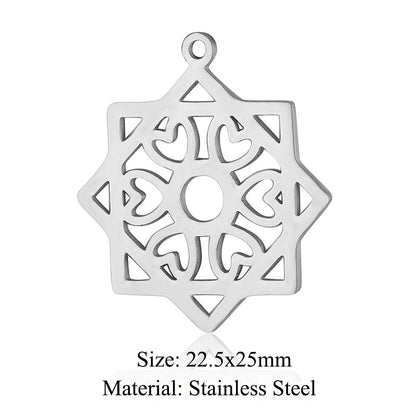 5 pcs/titanium steel hollow geometric shape large pendant heart shape square