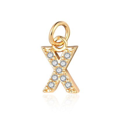 Copper zircon yellow gold letter pendant.