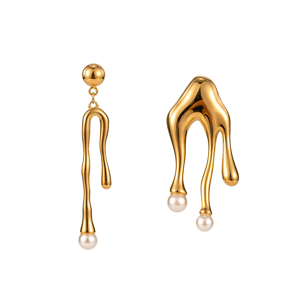 Pearl Liquid Titanium Earrings