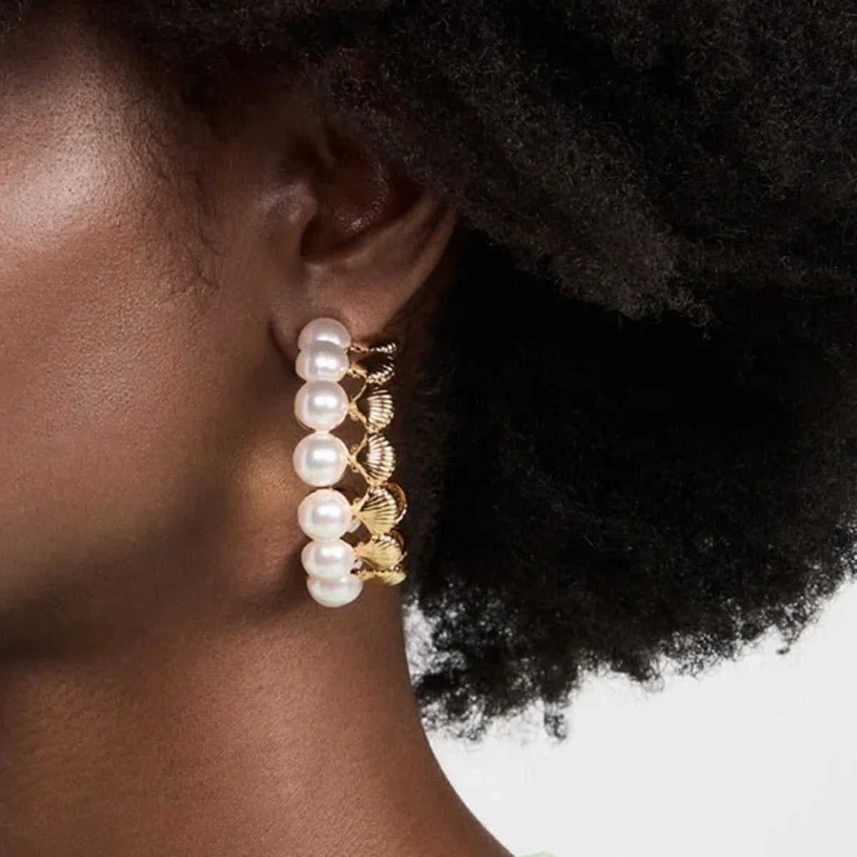 C-shaped shell titanium steel earrings for women