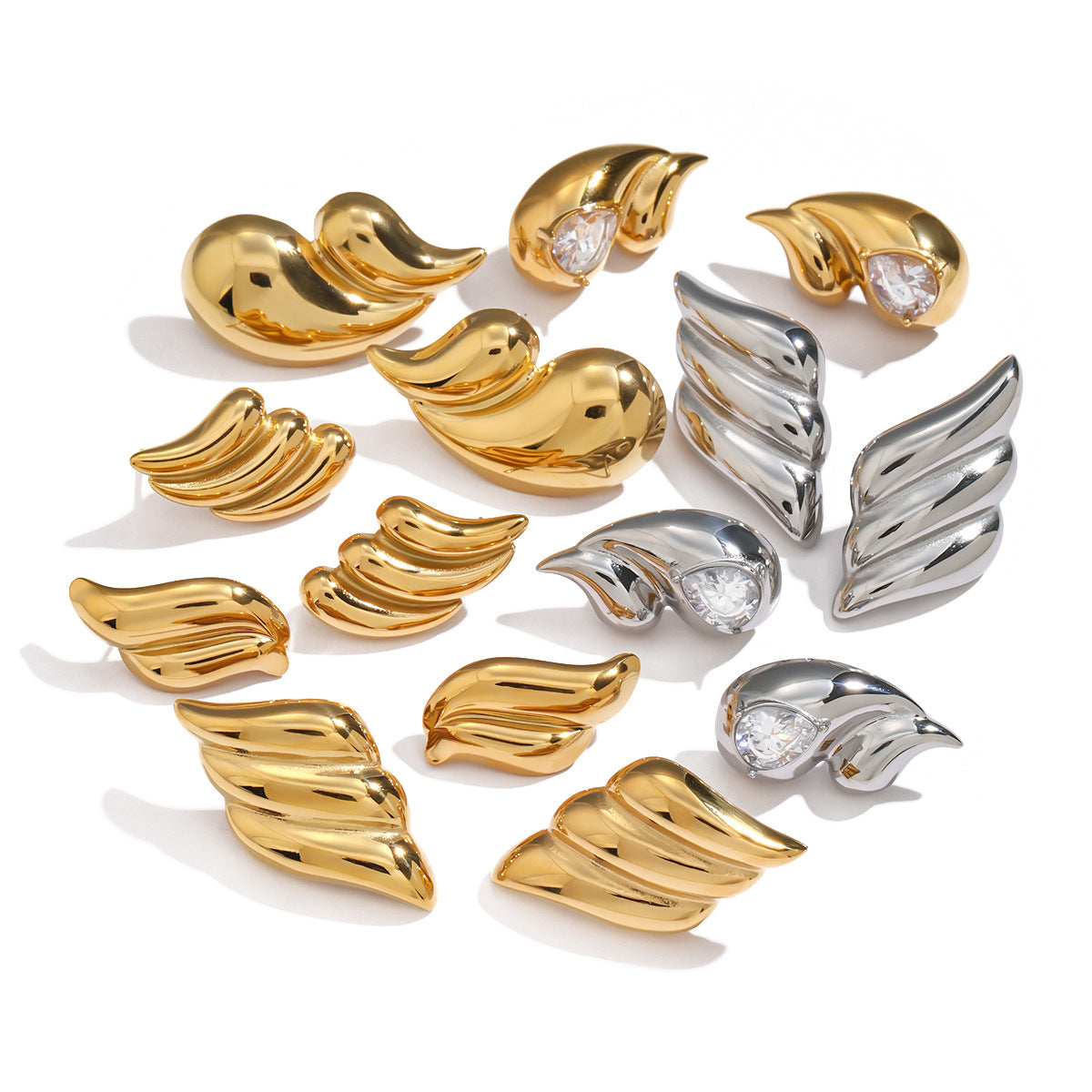 Glossy small water drop wing earrings