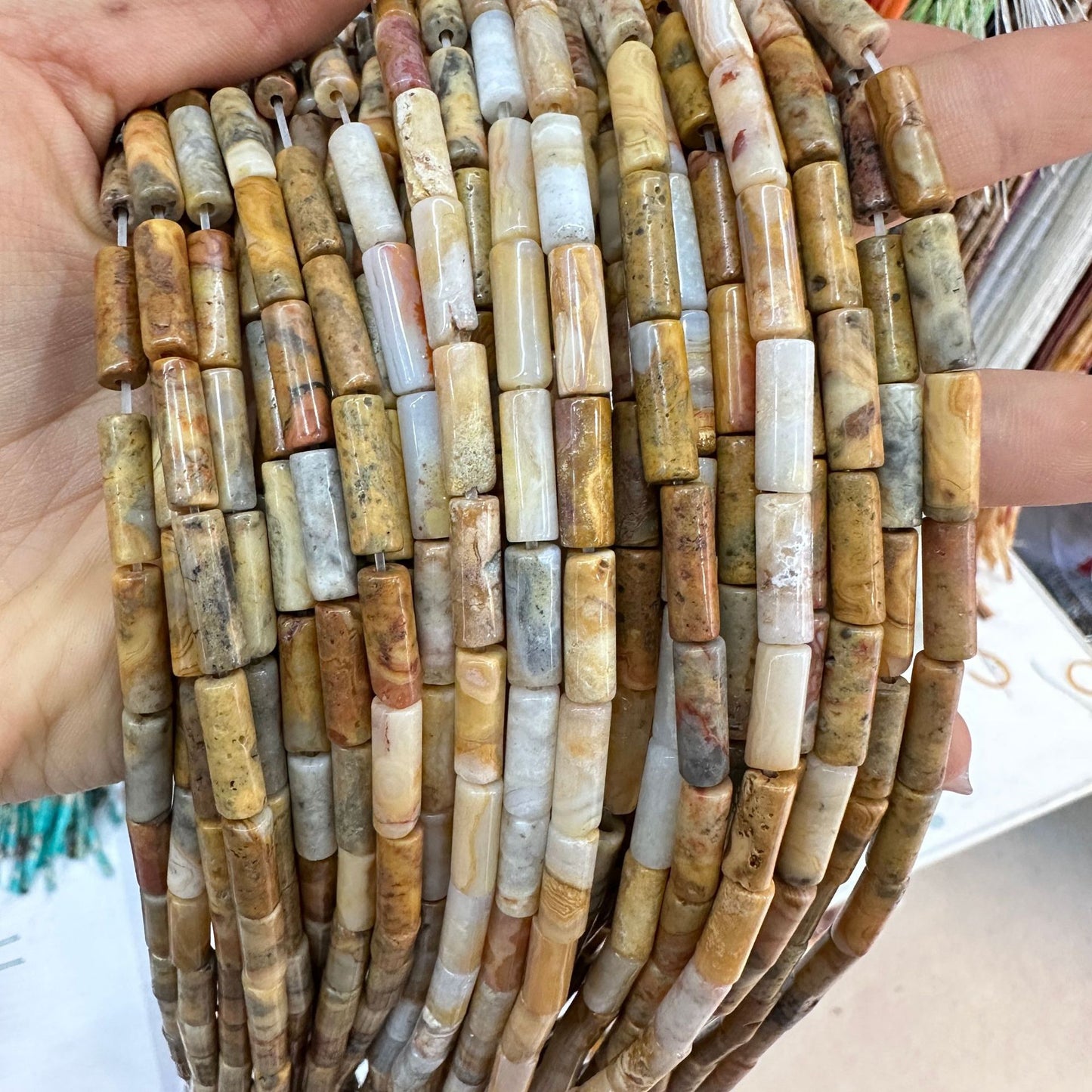 4*13MM natural stone crystal cylindrical spacer beads