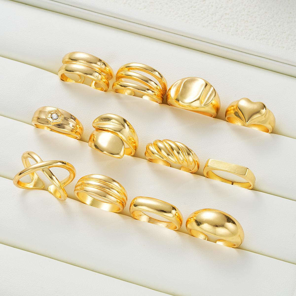 12Pcs Irregular Geometric Ring Set