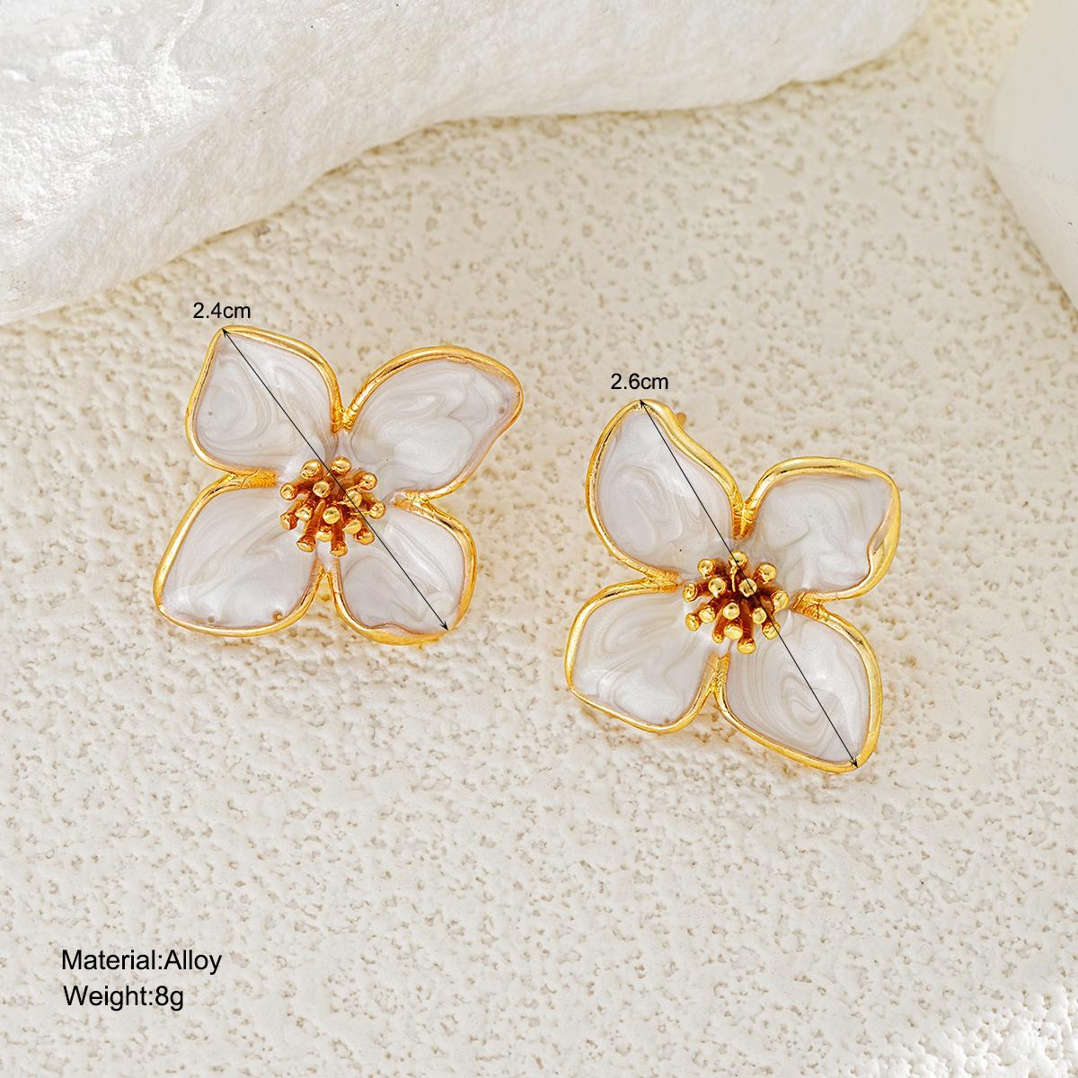 Vintage Drop Glaze Flower Stud Earrings