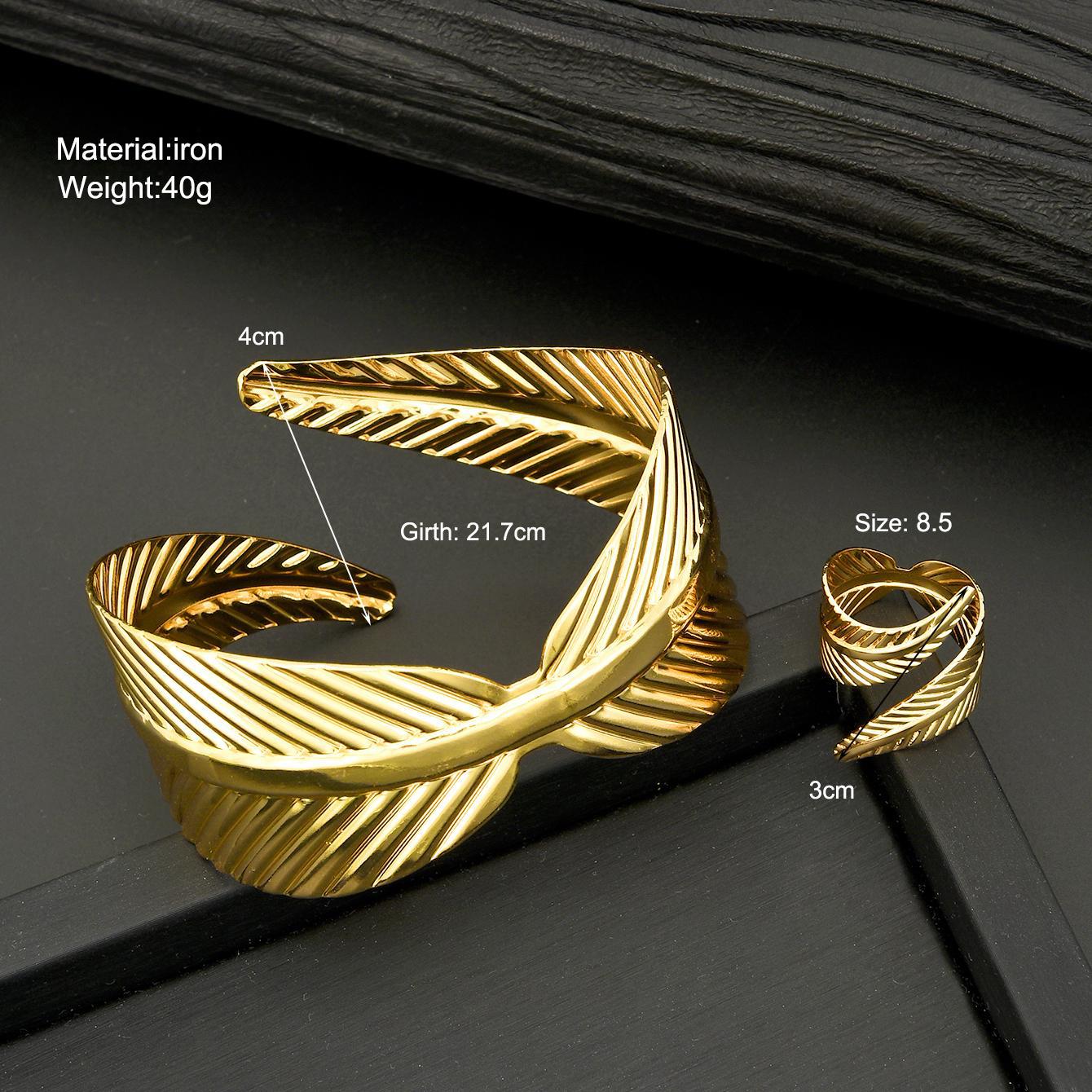Gold Punk Bracelet & Ring Set