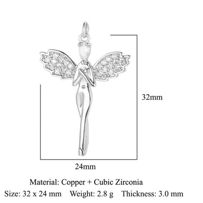 3 pcs/pack butterfly copper zircon angel pendant.