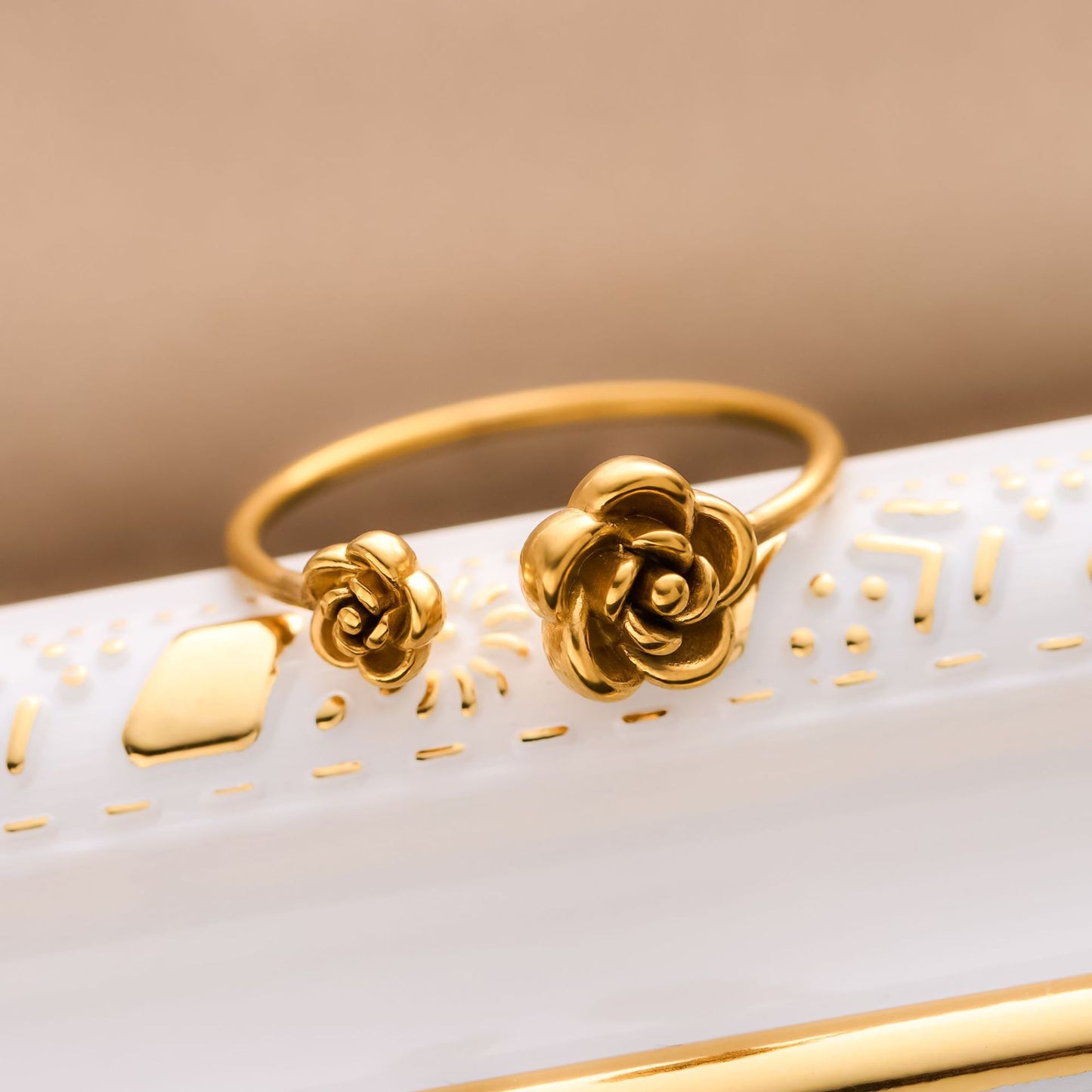 Double Rose Flower Ring