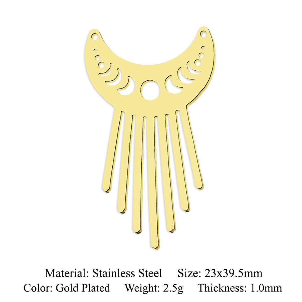 5 pcs/pack geometric square titanium steel pendant ginkgo biloba DIY