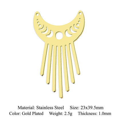 5 pcs/pack geometric square titanium steel pendant ginkgo biloba DIY