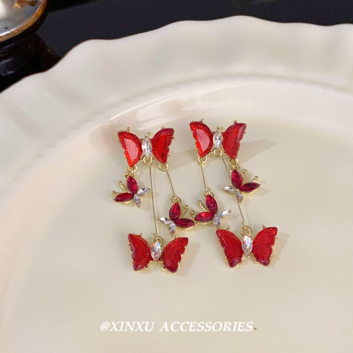 Butterfly zircon earrings new