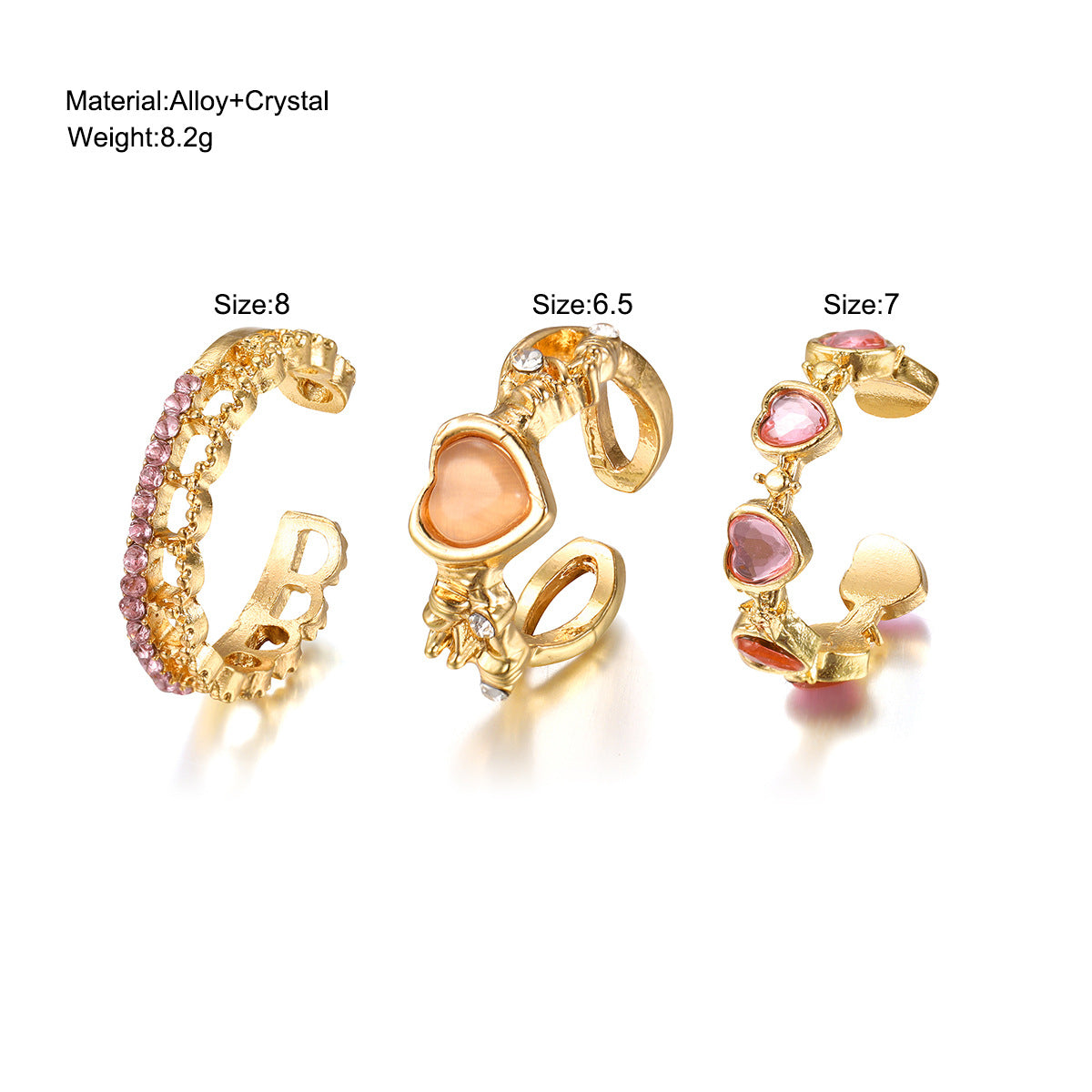 Pink Opal Thorn Ring Set