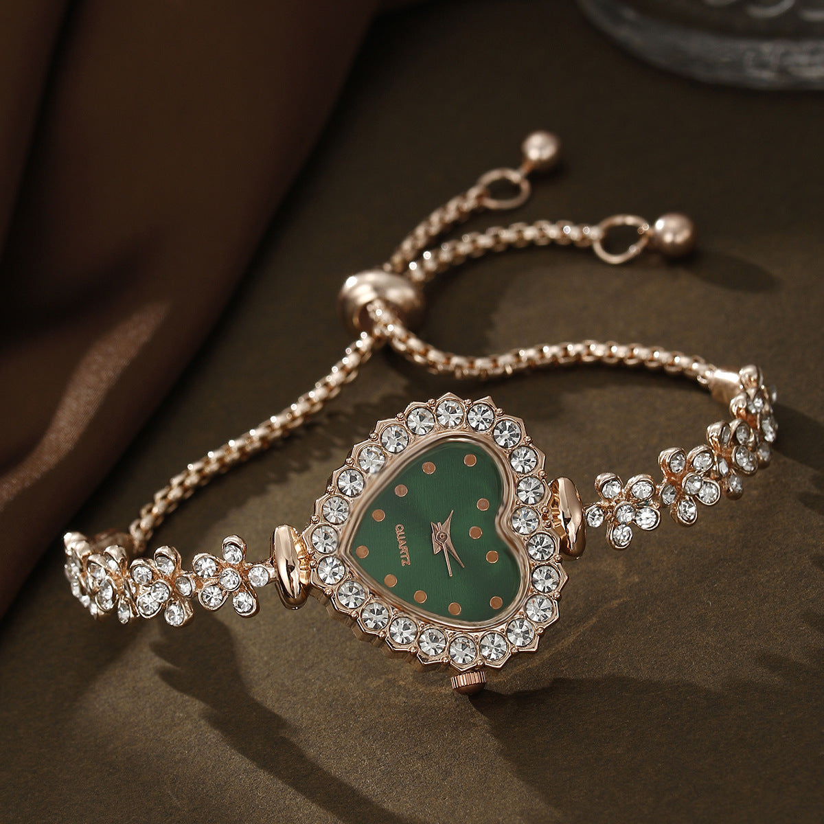 Diamond quartz watch jewelry set