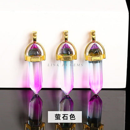 Colorful glass hexagonal column pendant