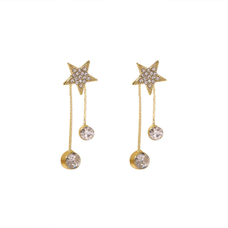 Pendientes con borlas y pentagramas en forma de aguja de plata S925 