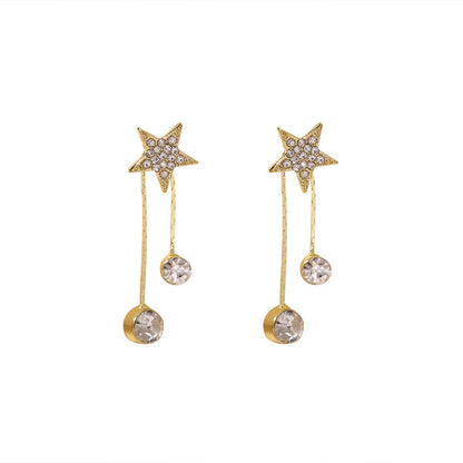 Pendientes con borlas y pentagramas en forma de aguja de plata S925 