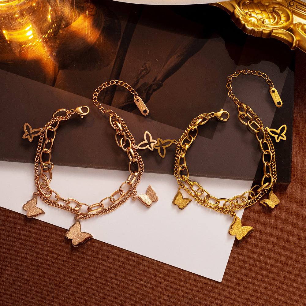 Double-layer Matte Butterfly Bracelet, Fashionable and Simple.