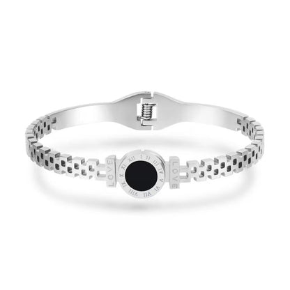 Pulseira circular digital Roman LOVE feminina em aço titânio joias banhadas a ouro 18K 