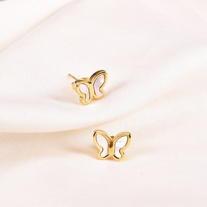 Shell butterfly stud earrings