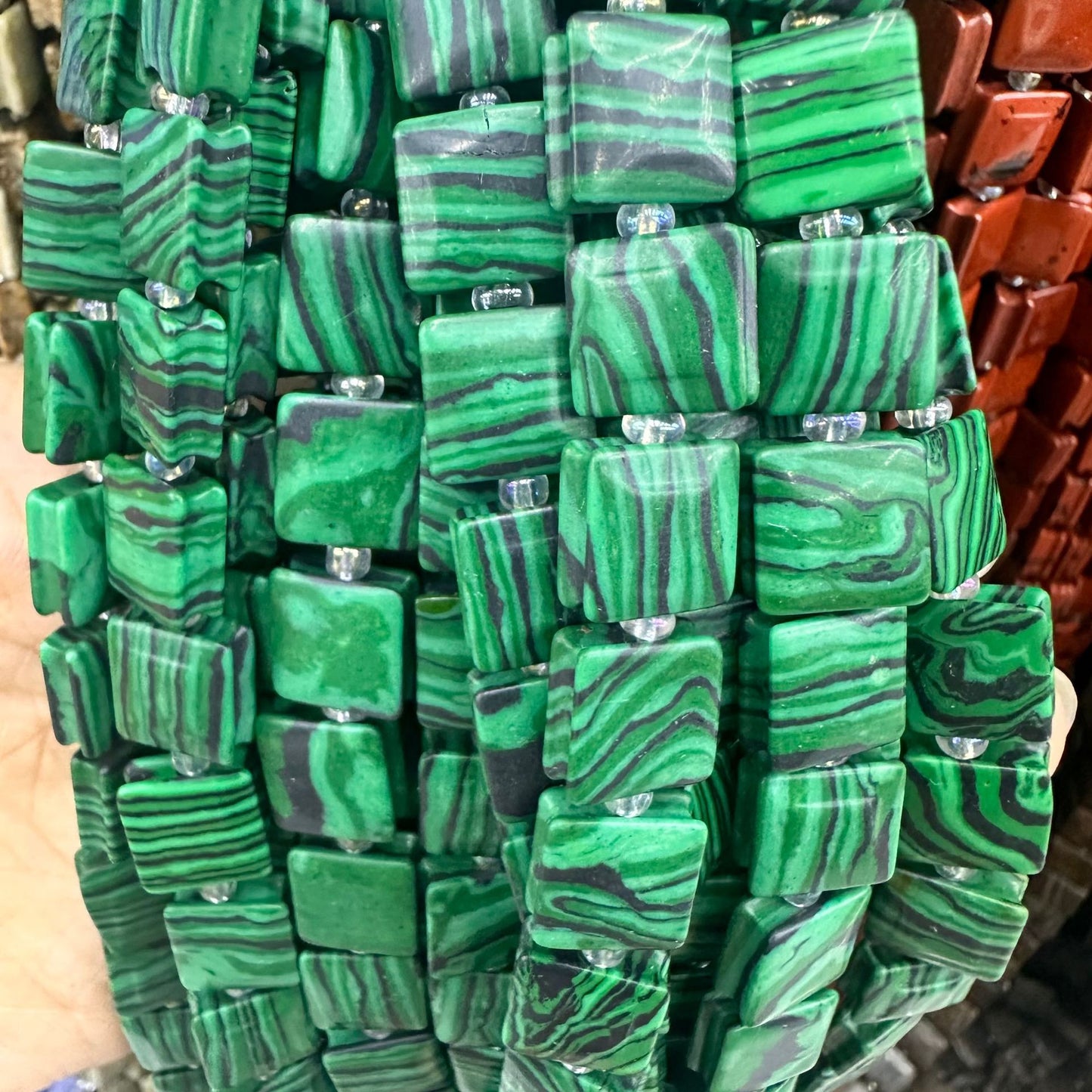 Contas de cristal em formato quadrado, contas soltas 