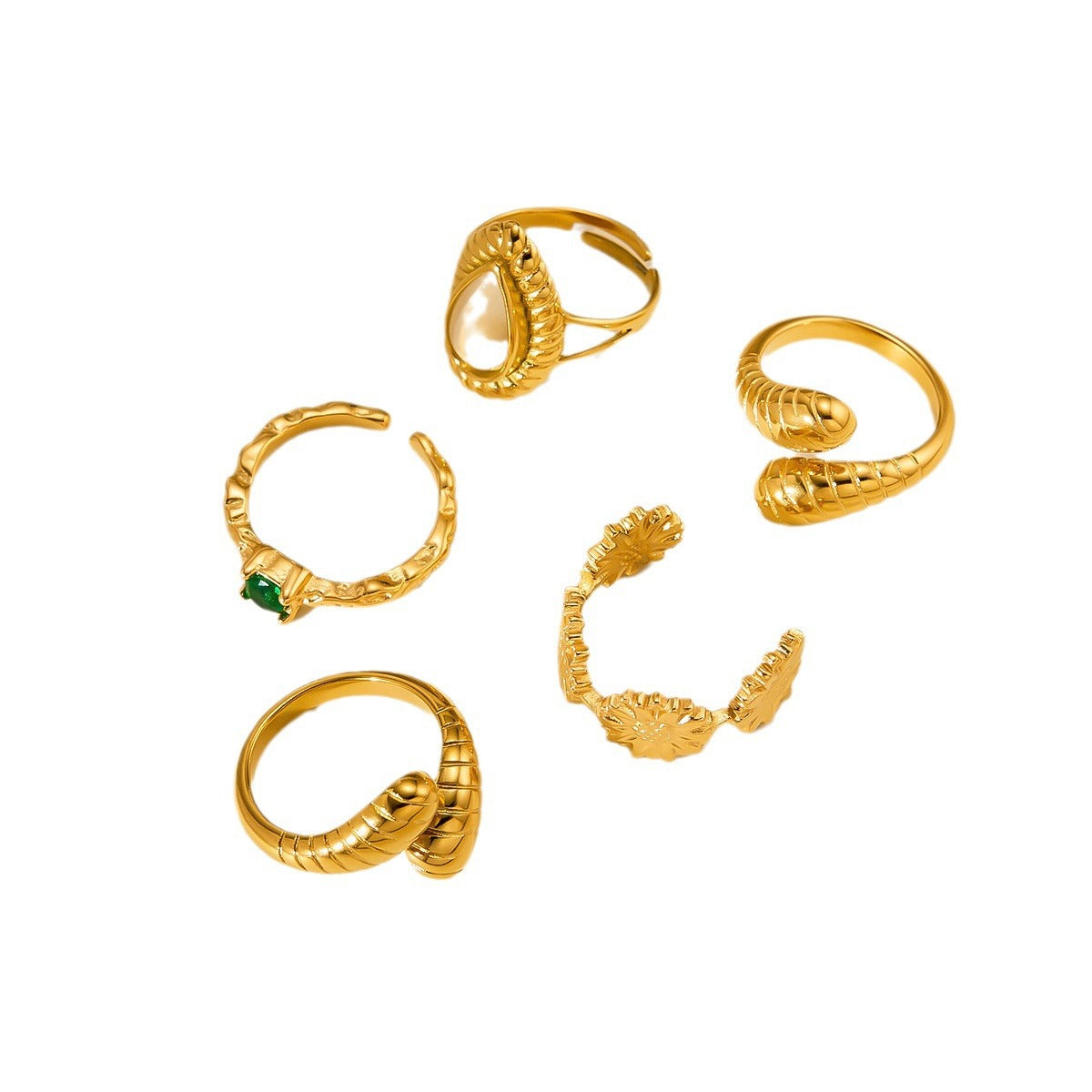 18K Gold Titanium Steel Open-Ring Necklace — Women's Minimal Irregular Style