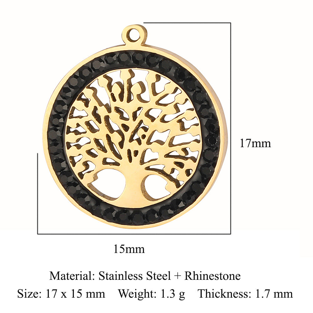 Colgante de acero inoxidable con forma de rosa del árbol de la vida 