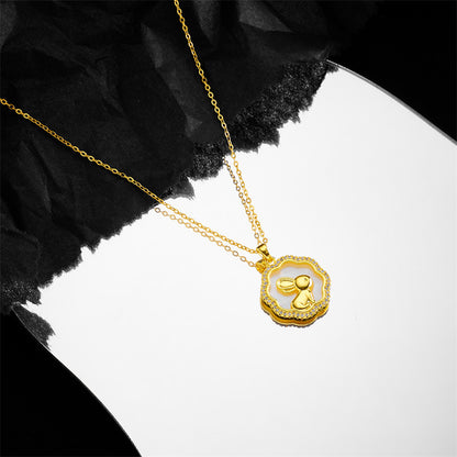 White Fritillary Moon Rabbit Necklace