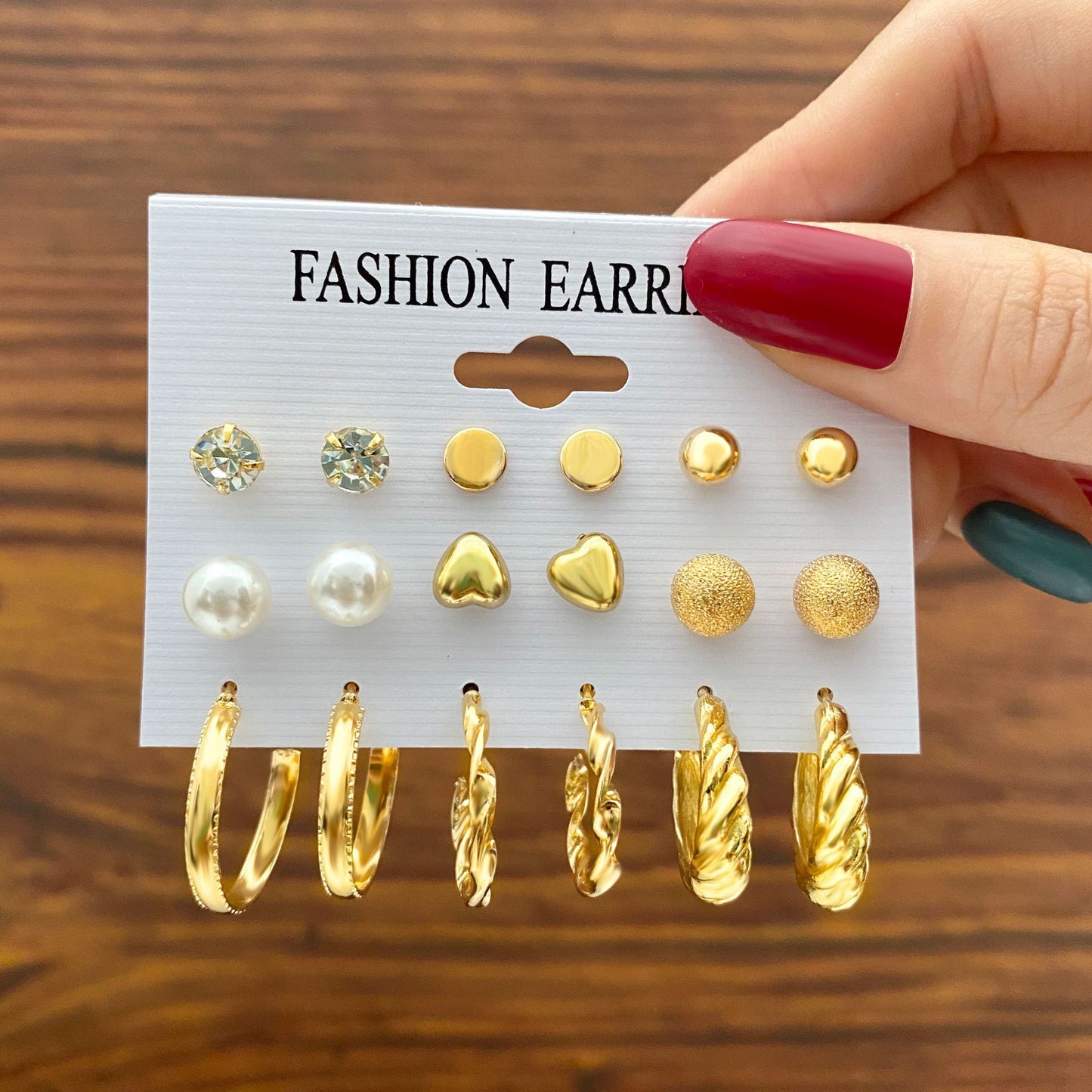 9-Pair Imitation Pearl Earring Set