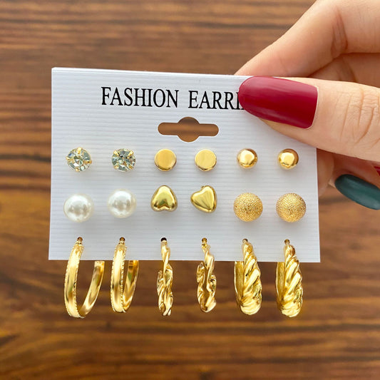 9-Pair Imitation Pearl Earring Set