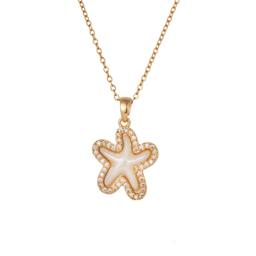 Starfish pentagram necklace girl