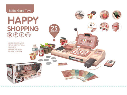Caja registradora de supermercado para niños, juguete con simulación de pago por teléfono móvil, mostrador de cajero multifuncional, juego de simulación para niñas 