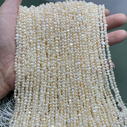 3-4Mm natural freshwater pearl with light cross-hole loose beads on both sides