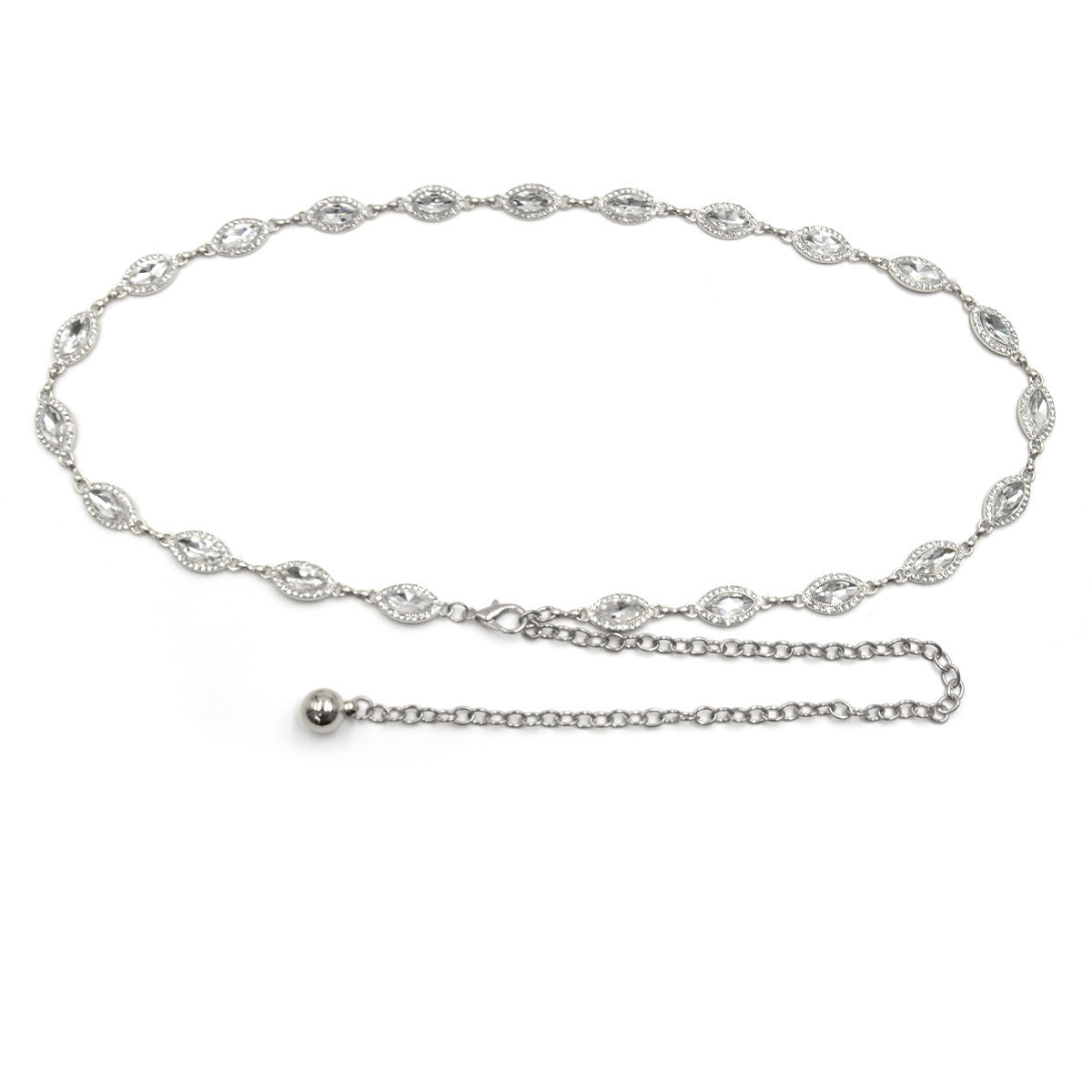 Rhinestone inlaid metal chain
