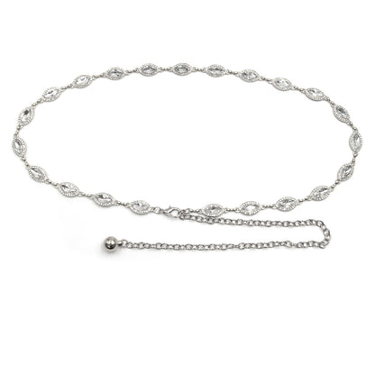 Rhinestone inlaid metal chain