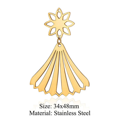 5 pcs/pack flower fringed titanium steel pendant