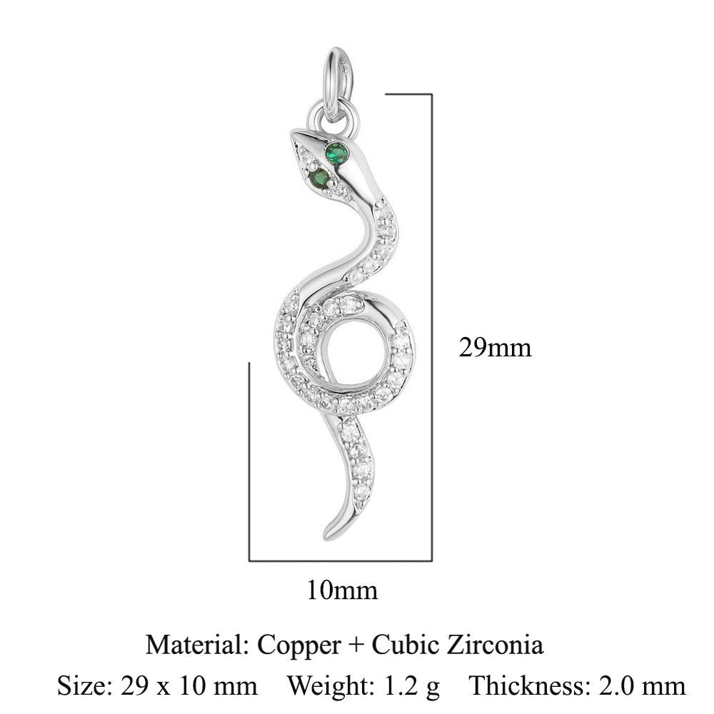 Heart-shaped copper zircon pendant bear snake scorpion